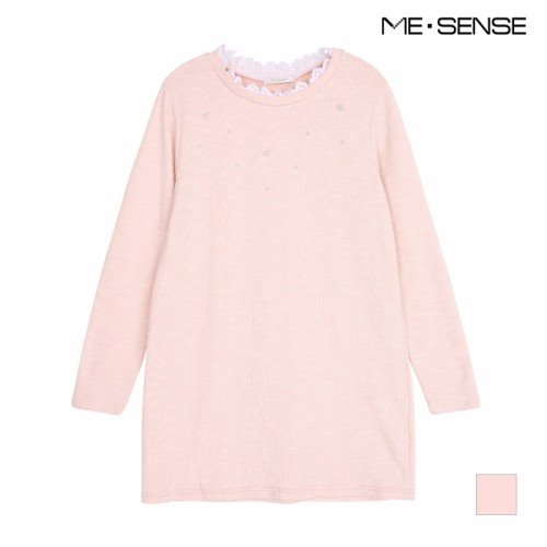 [리퍼] [미센스] 여성 진주장식 레이스넥 티셔츠_M73TSP410Z